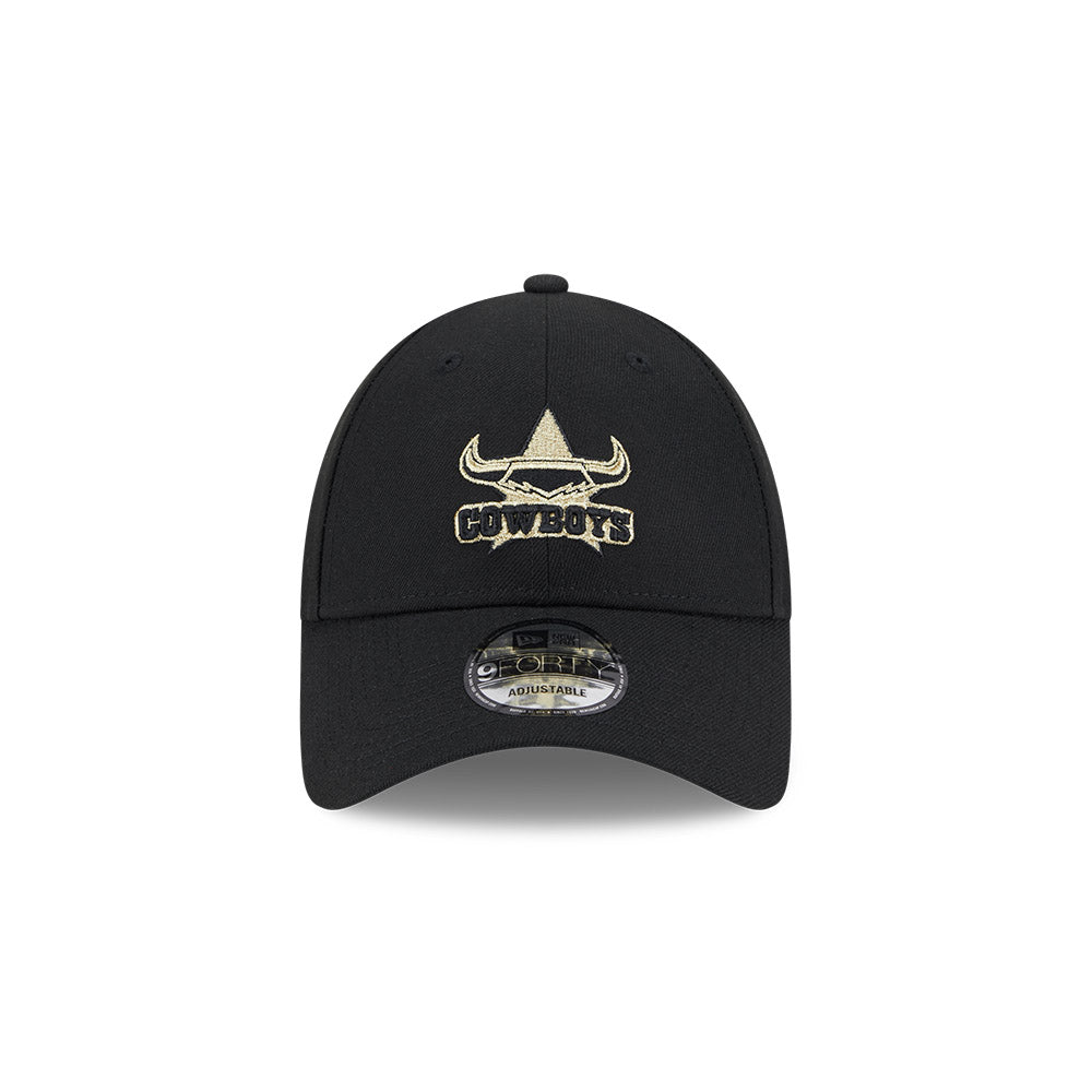 North Queensland Cowboys Hat - NRL 2025 Black Gold 9forty Snapback Cap - New Era